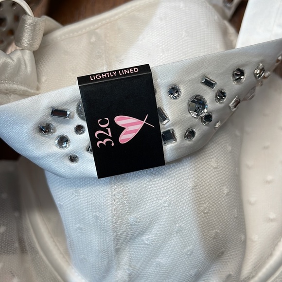 🆕 VICTORIA SECRET | White Dream Angels Bow Bustier White Embellished 32C - Picture 6 of 7